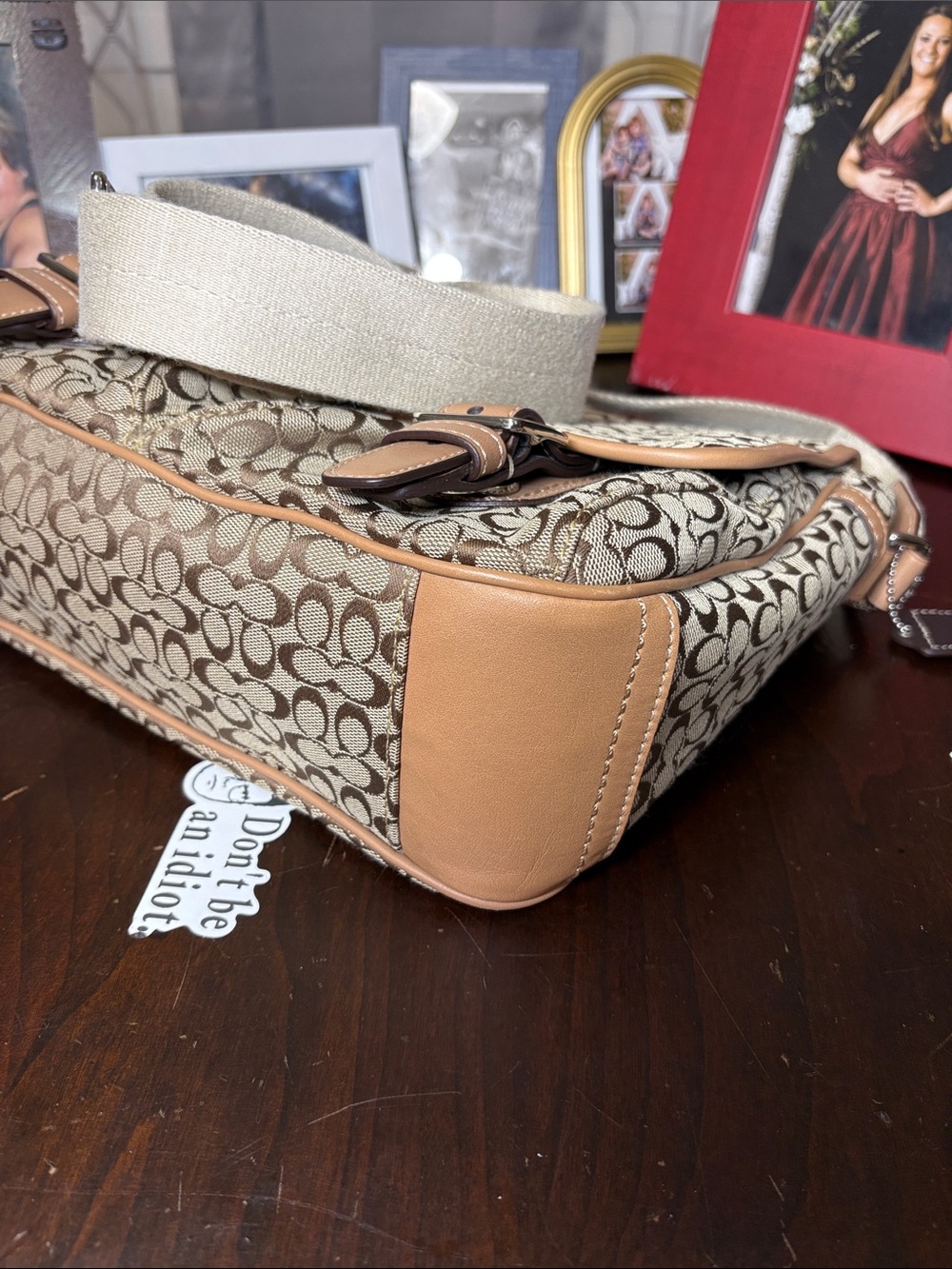 Coach Signature Canvas Messenger Crossbody Bag Khaki Leather J1169-F70283 NEW - Picture 13 of 16